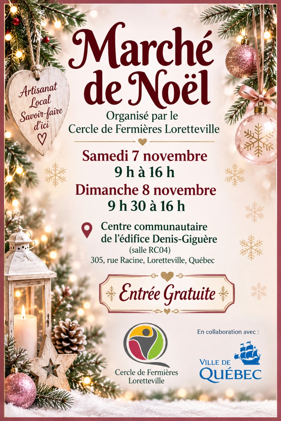 Marché de Noël du Cercle de Fermières Loretteville – Création Opale et Agate