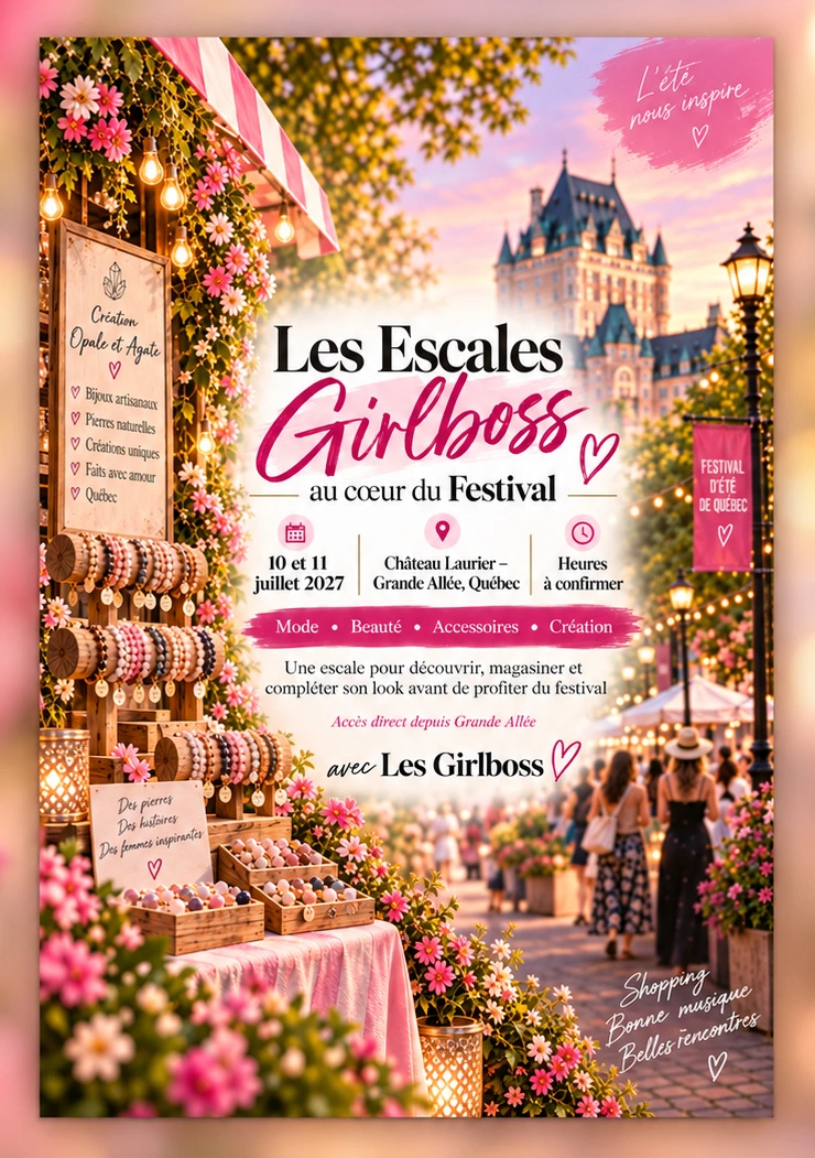 Les Escales Girlboss au cœur du Festival au Château Laurier de Québec – Création Opale et Agate