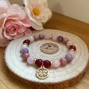 Bracelet en Pierre précieuse Breloque dorée signe du zodiaque Verseau (6 po (très petit), Quartz rose) (Modifier avec l'IA) (2).webp
