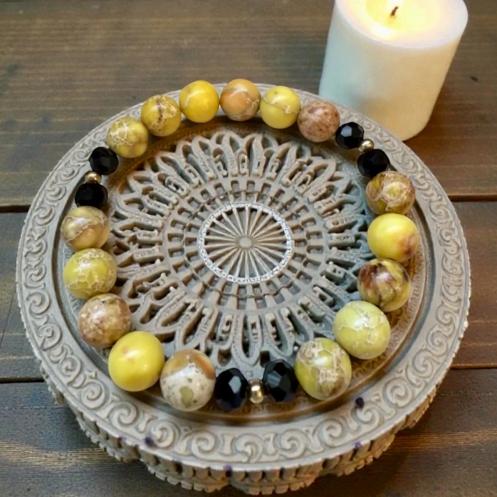 Precious stones bracelet ~  Present moment ~ (6 po (très petit), Jasper)