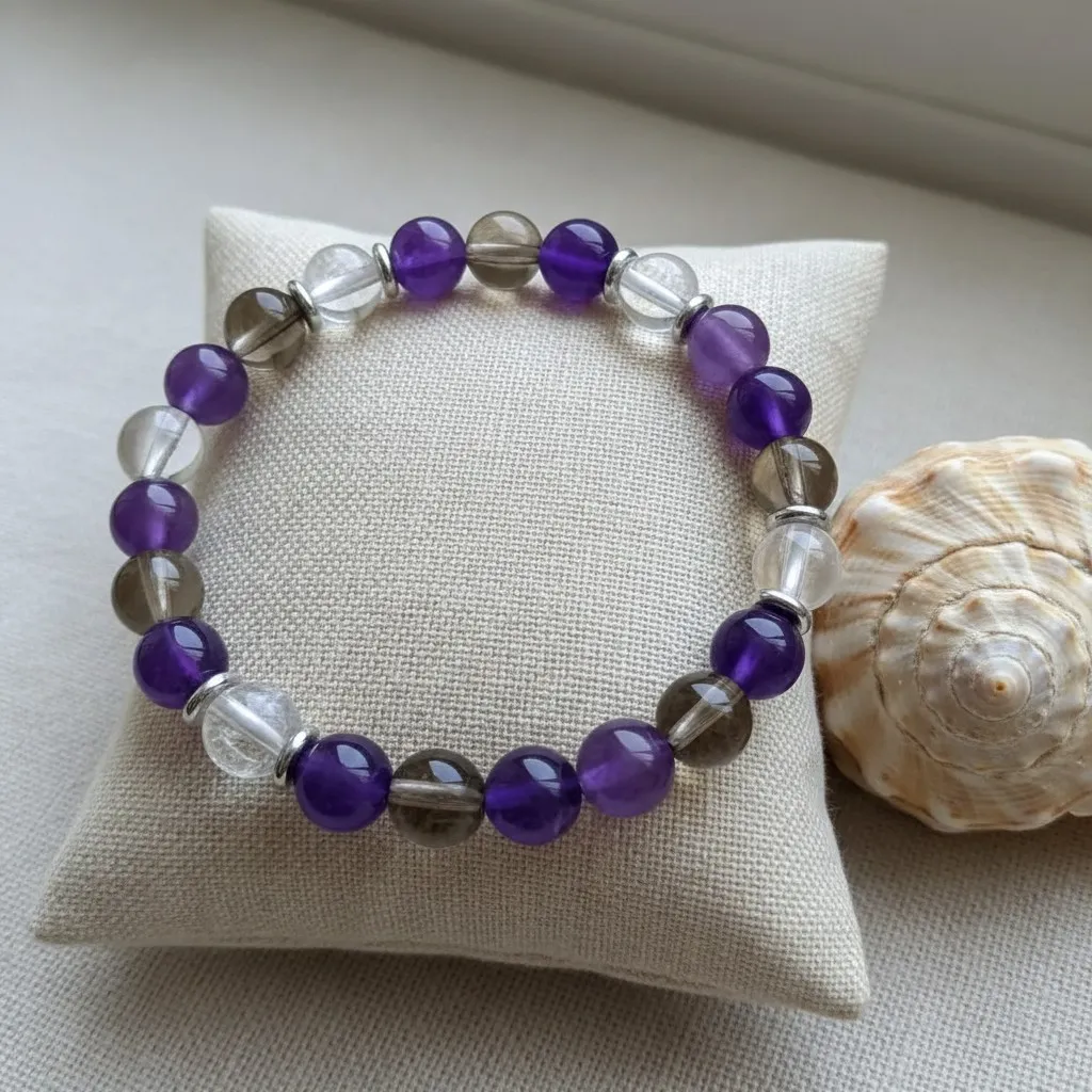 Bracelet en Pierres semi précieuses naturelles ~ Anti-Tabac ~ (6 po (très petit), Améthyste)