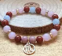 Bracelet en Pierre précieuse Breloque dorée signe du zodiaque Scorpion