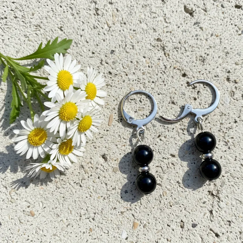 Semi-precious stone earrings ~ Protection ~ Stainless steel sleeper earrings