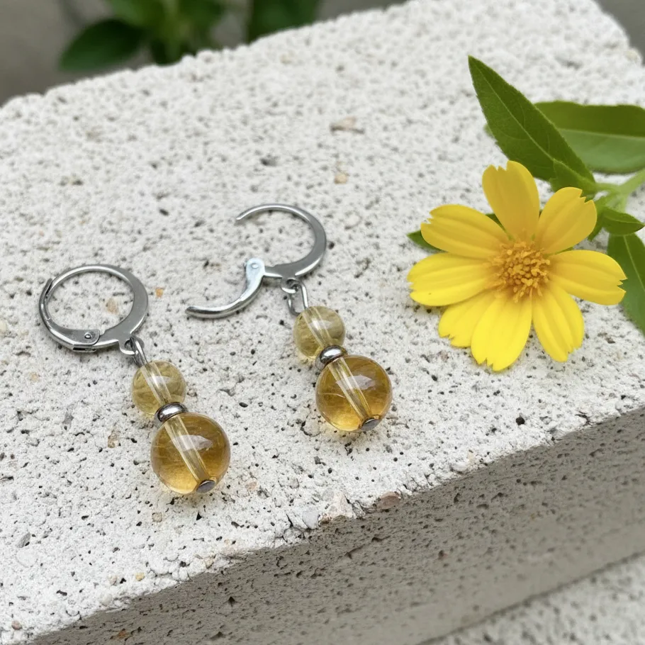 Boucles d'oreilles en Pierre semi-précieuse ~ Joie ~ Dormeuse en acier inoxydable