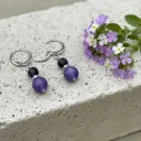 Boucles d'oreilles en Pierre semi-précieuse Améthyste ~ Apaisement ~ Dormeuse en acier inoxydable