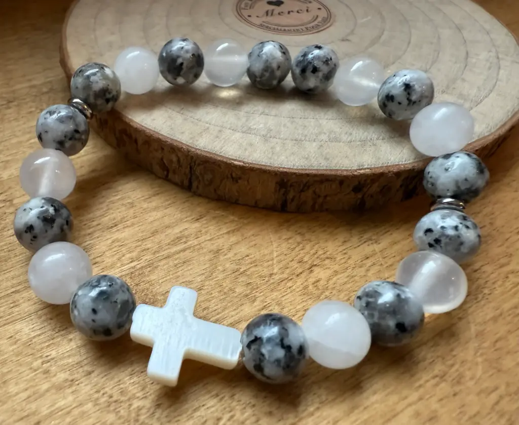 Bracelet en Pierre précieuse véritable ~ Divinité ~ Multi-cristaux naturelles (6 po (très petit), Sélénite)