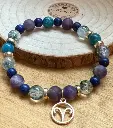 Semi-precious stones bracelet Golden charm zodiac sign Aries
