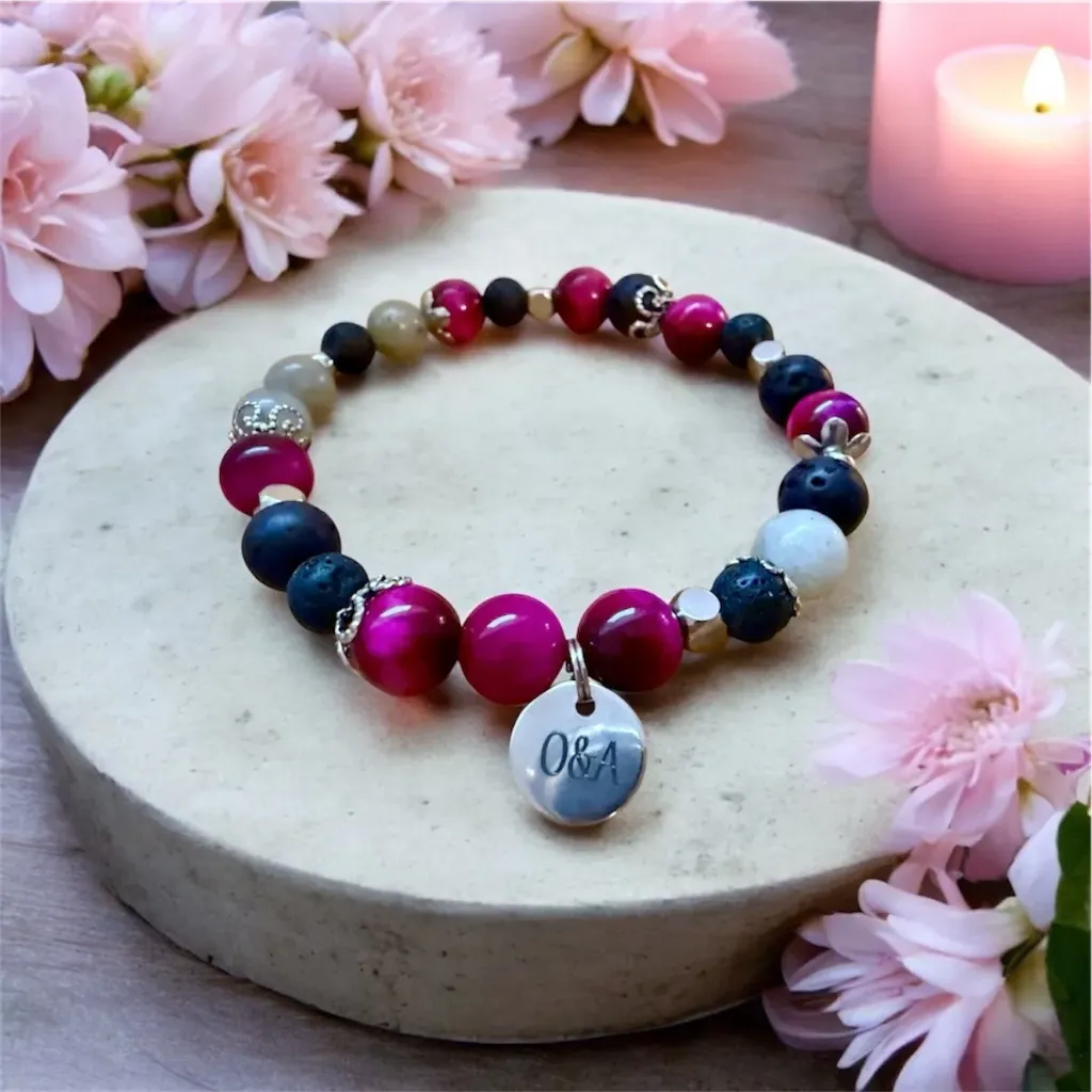Semi-precious stones bracelet ~ Healing the Heart ~ (6 po (très petit), Rose Tiger's Eye)