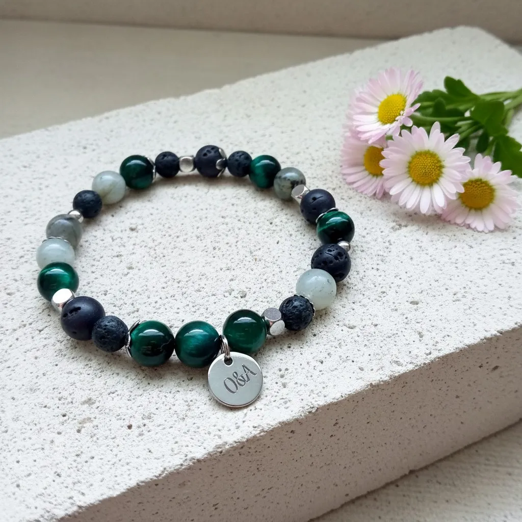 Semi-precious stone bracelet ~ Sky Collection ~ Energy (6 po (très petit), Labradorite)