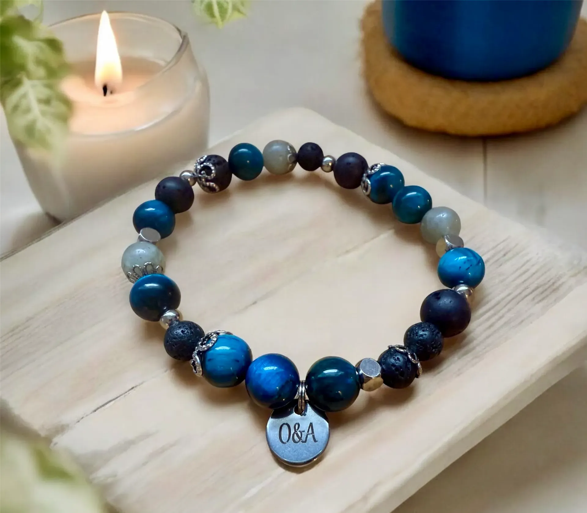 Bracelet Pierres semi-précieuses ~ Collection Sky ~ Bouclier