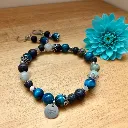 Duo Bracelet and Earrings with Semi-Precious Stones ~ Sky Collection ~ Shield