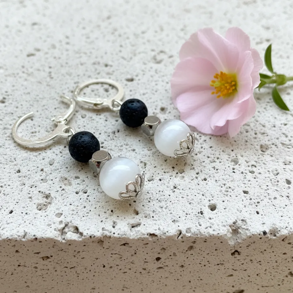 Semi-precious Stone Earrings ~ Sky Collection ~ Inner Peace (Cat's Eye Opal)