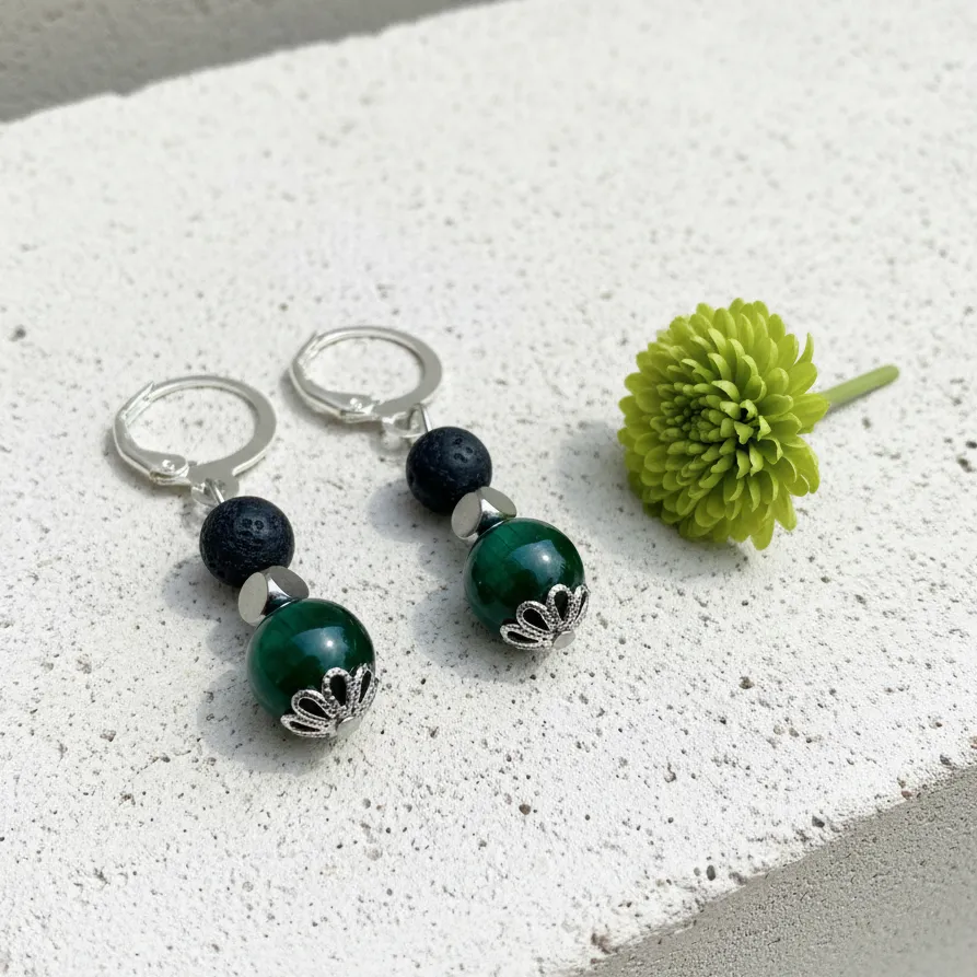 Semi-precious stone earrings ~ Sky Collection ~ Energy (oeil de fer)