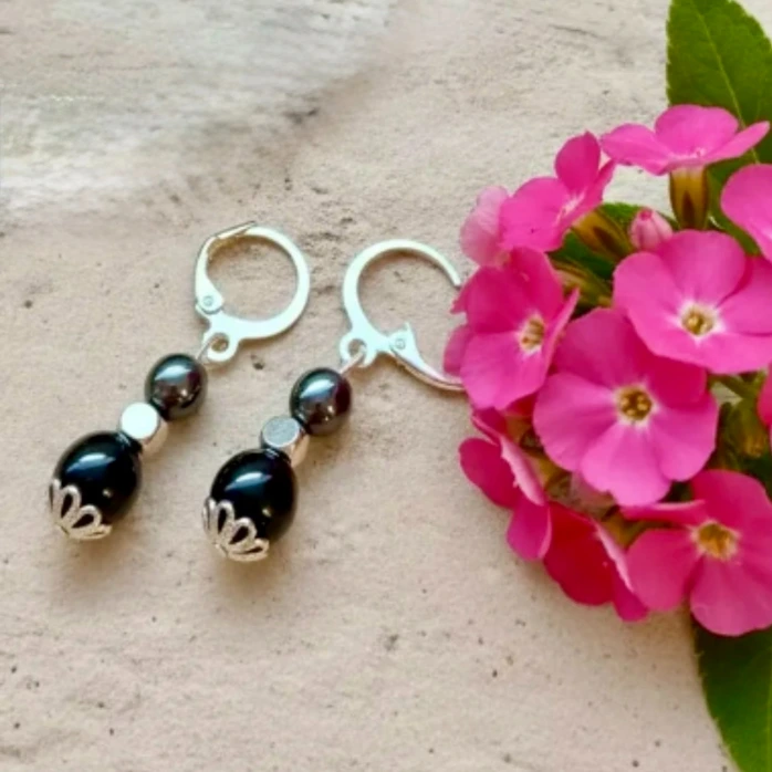 Boucles d'oreilles en Pierres semi-précieuses ~ Collection Sky ~ Protection (Hématite)