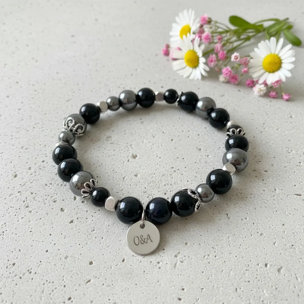 Semi-precious Stone Bracelet ~ Sky Collection ~ Protection (6 po (très petit), Hematite)