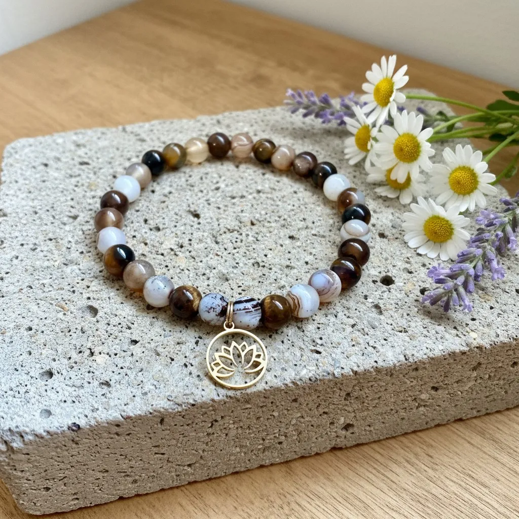 Pierres précieuses Bracelet minimaliste et délicat ~ Protection et Ancrage ~ (6 po (très petit), Agate)