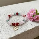 Bracelet en Pierres semi-précieuses Breloque dorée signe du zodiaque Taureau