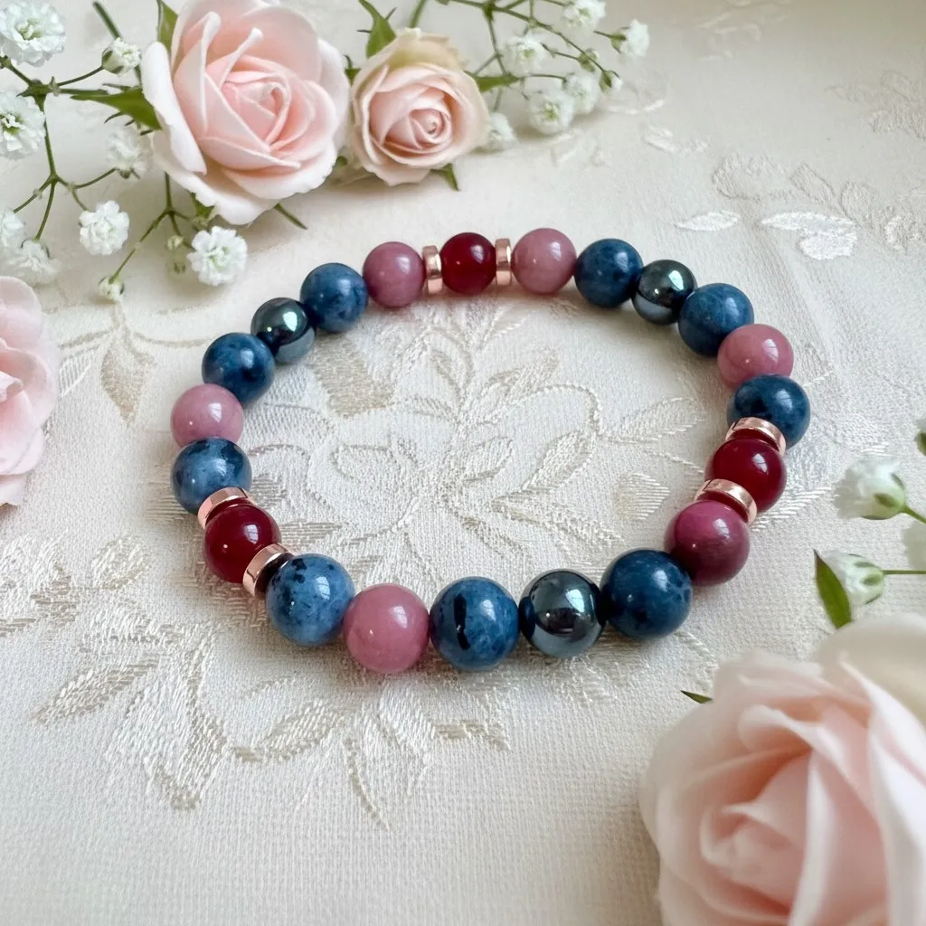 Bracelet en Pierres semi précieuses naturelles ~ Arthrite et Rhumatisme ~ (6 po (très petit), Grenat)