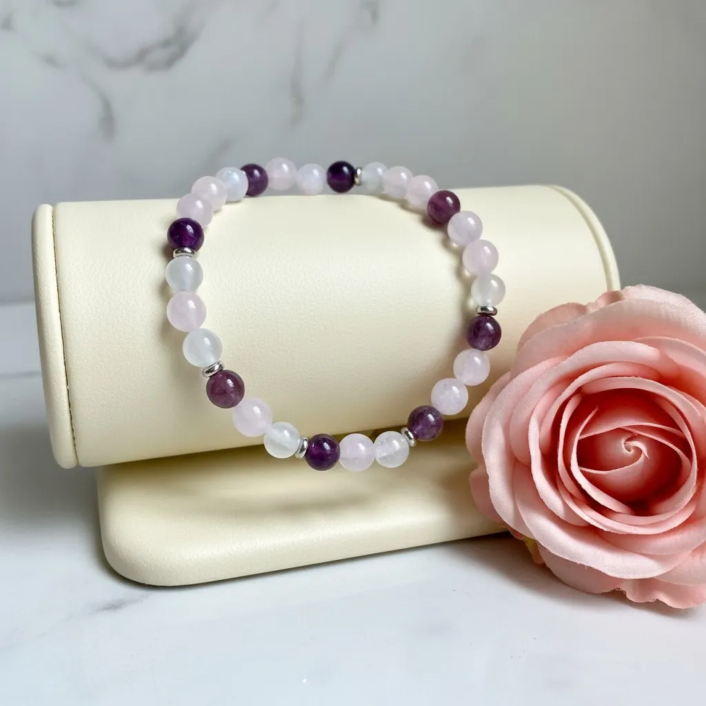 Bracelet en Pierre précieuse véritable 6 mm ~ Ménopause ~ Cadeau pour elle (6 po (très petit), Grenat)