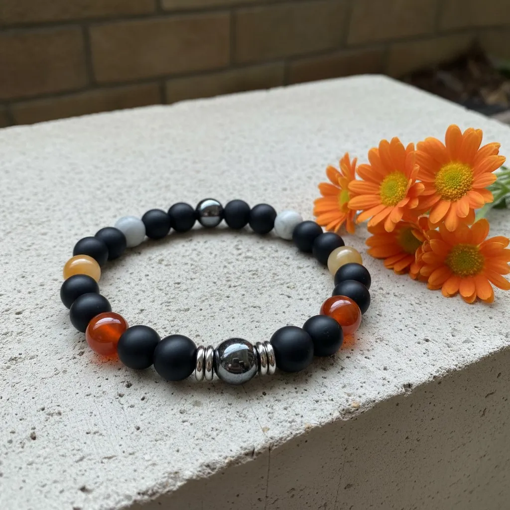 Bracelet en Pierres semi précieuses véritables ~ Anxiété ~ (6 po (très petit), Agate)