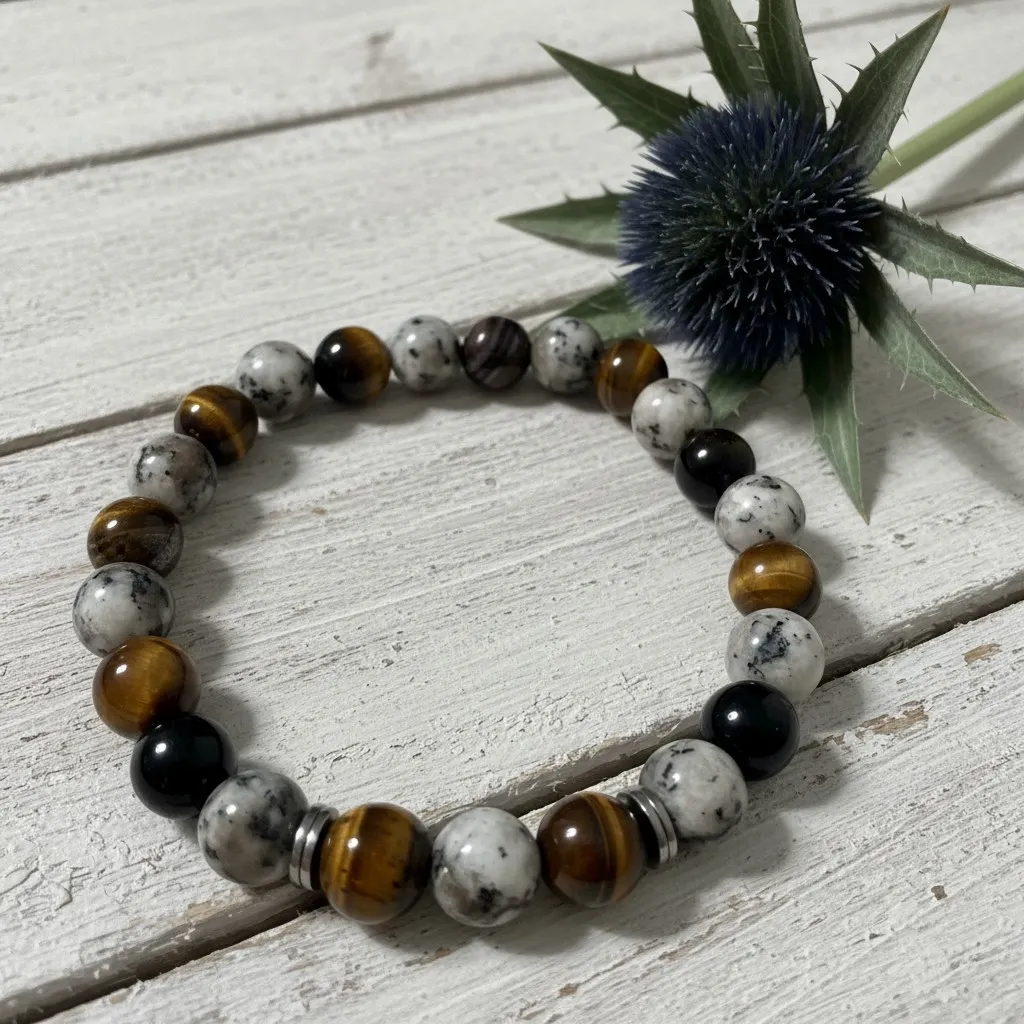 Genuine Natural Gemstone Bracelet ~ Negative Influence ~ Unisex (6 po (très petit), Jasper)