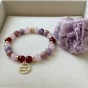 Bracelet en Pierre précieuse Breloque dorée signe du zodiaque Verseau