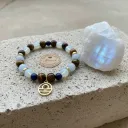 Gemstone bracelet Gold charm Libra zodiac sign