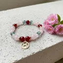 Semiprecious stones bracelet Gold charm zodiac sign Taurus