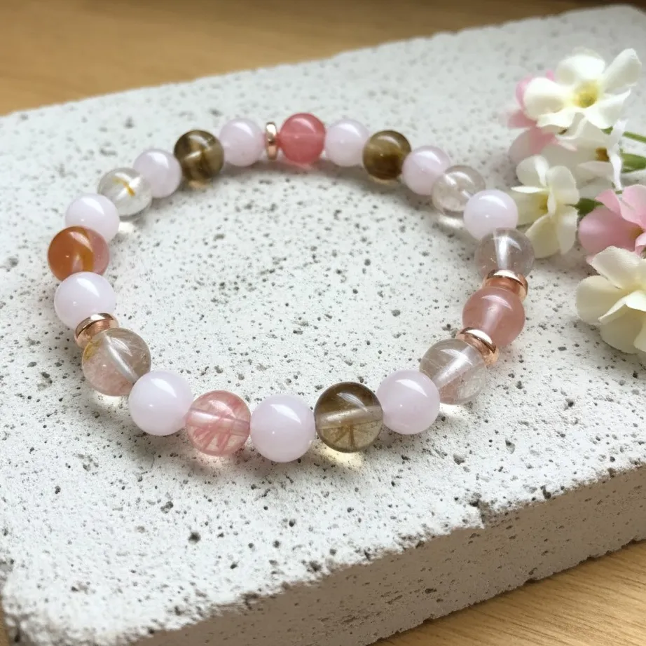 8mm Semi-Precious Stone Bracelet ~ Love ~ (6 po (très petit))