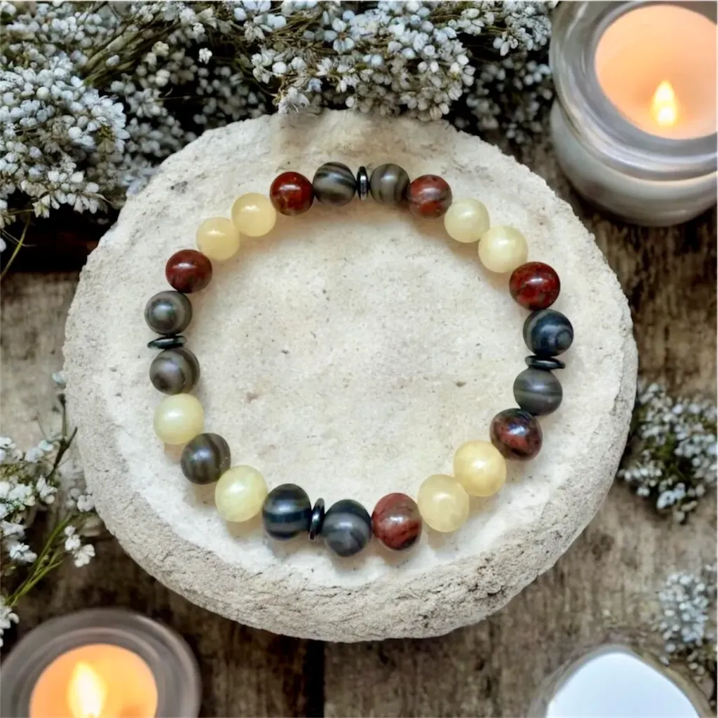 Bracelet en Pierre précieuse véritable ~ Le Stressé ~ Cadeau pour elle et lui (6 po (très petit))