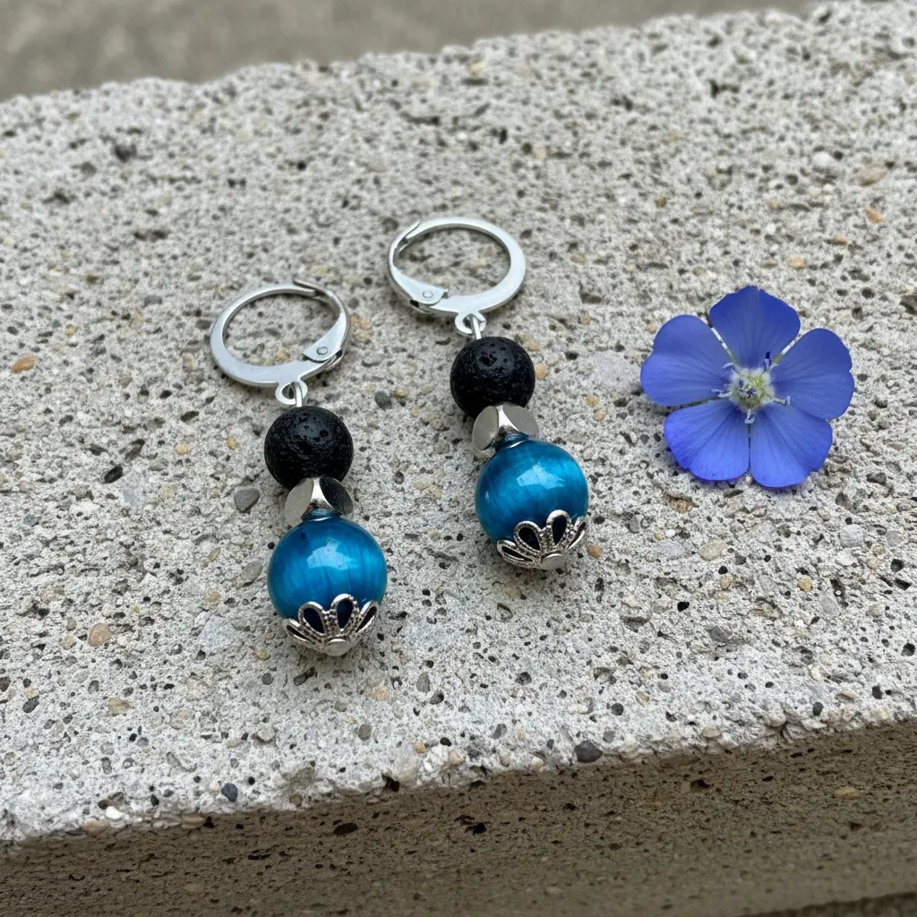 Semi-precious Stone Earrings ~ Sky Collection ~ Shield