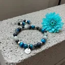 Duo Bracelet and Earrings with Semi-Precious Stones ~ Sky Collection ~ Shield
