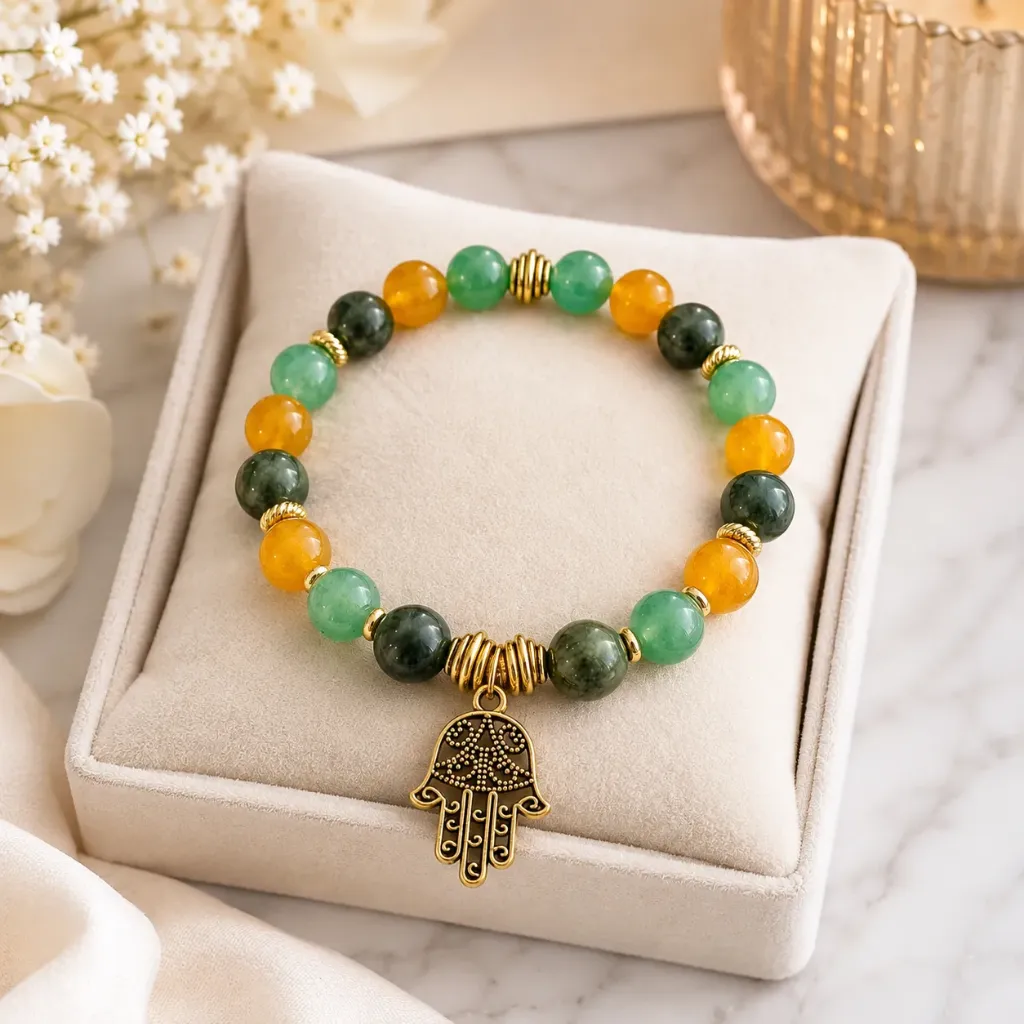 Bracelet Jardin de sérénité – Jade jaune, aventurine verte et jade vert