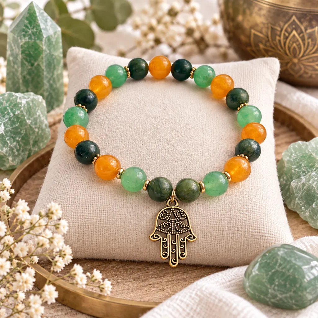 Bracelet Jardin de sérénité – Jade jaune, aventurine verte et jade vert (6 po (très petit))
