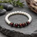 Bracelet Force et Ancrage – Œil de taureau et Pierre fossile – Unisexe