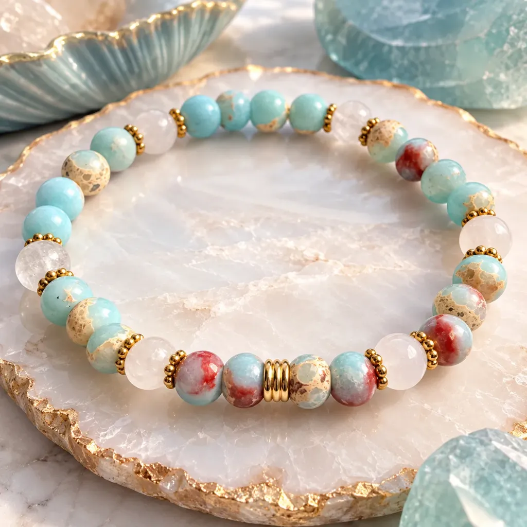 Sweet Serenity Bracelet – Shoushan & White Jade – 6 mm