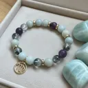 Gemstone bracelet Golden charm Virgo zodiac sign