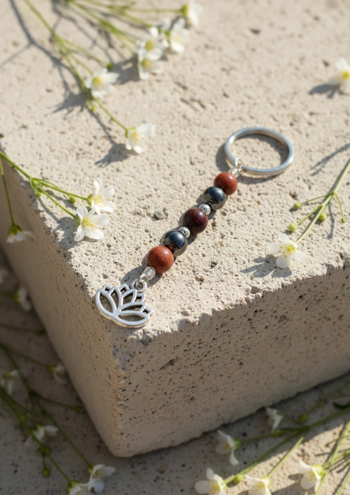 Genuine Semi Precious Stone Keychain ~ Success ~ (Hematite)