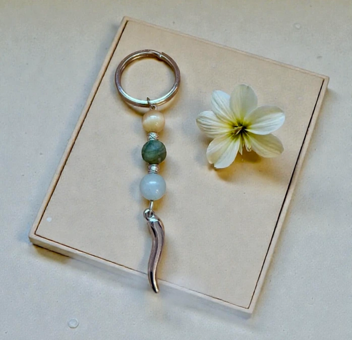 Genuine semi-precious stone keyring ~ Abundance ~ (Aventurine)