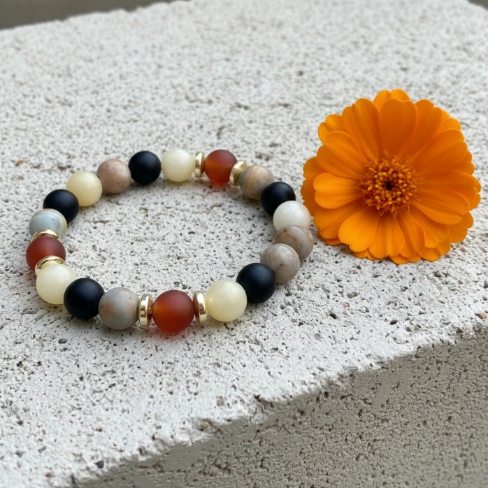 Gemstones Minimalist and delicate bracelet ~ Anxiety ~ (6 po (très petit), Agate)