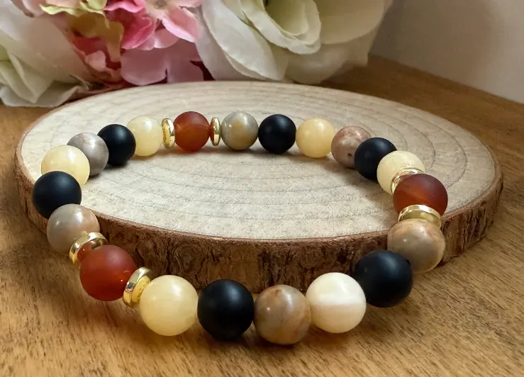 Gemstones Minimalist and delicate bracelet ~ Anxiety ~ (6 po (très petit), Agate)