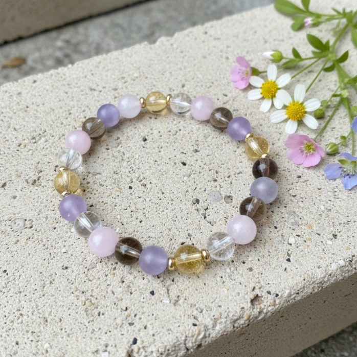 Natural semi-precious stones bracelet ~ Fibromyalgia ~ (6 po (très petit), Amethyst)