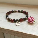 Gemstone bracelet Gold charm Lion zodiac sign