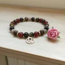 Bracelet en Pierre précieuse Breloque dorée signe astrologique Lion