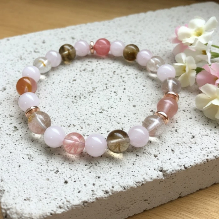 8mm Semi-Precious Stone Bracelet ~ Love ~ (6 po (très petit), Hematite)