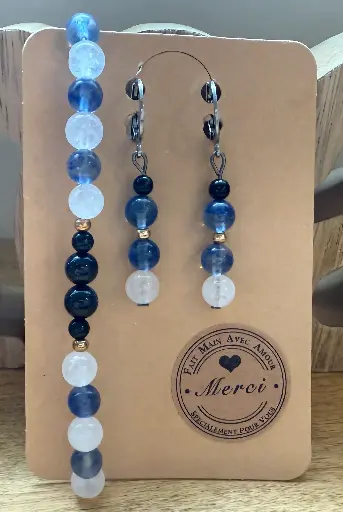 Gemstone Bracelet and Earring Set ~ New Beginnings ~ Stainless Steel Sleeper