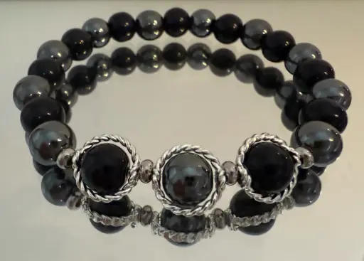 Stretch Bracelet Made with Natural Semi-Precious Stones ~ Grounding and Protection ~