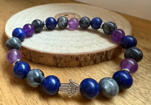 Bracelet en Pierre précieuse véritable ~ Éveil de la conscience ~ Multi-cristaux naturelles